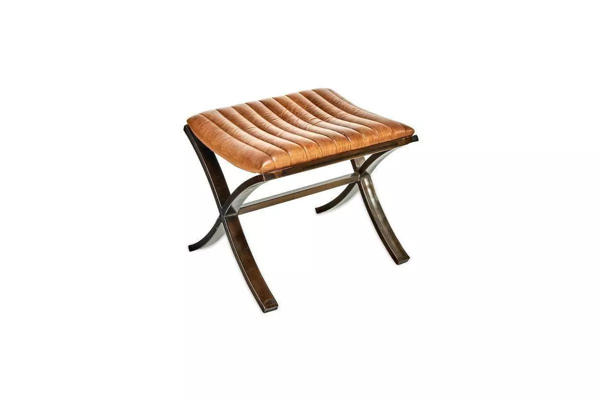 Nkuku Narwana Ribbed Leather Footstool Living Room 5 Nkuku Narwana Ribbed Leather Footstool Living Room