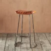 Nkuku Narwana Ribbed Leather Stool - Large Kitchen & Dining Room
