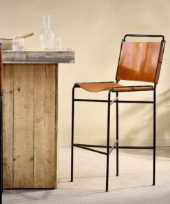 Nkuku Nirmi Leather Sling Back Bar Chair New Arrivals