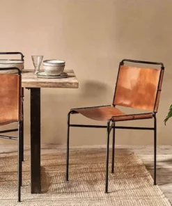 Nkuku New Arrivals Nirmi Leather Sling Back Dining Chair