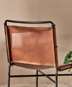 Nkuku New Arrivals Nirmi Leather Sling Back Dining Chair