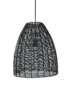 Nkuku Noko Black Wicker Conical Pendant - Medium
