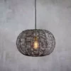 Nkuku Noko Black Wicker Round Pendant - Large