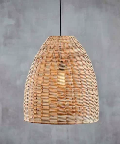 Nkuku Noko Natural Wicker Conical Pendant - Large