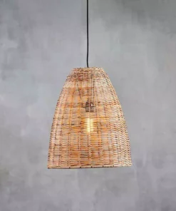Nkuku Noko Natural Wicker Conical Pendant - Medium