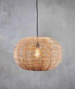 Nkuku Living Room Noko Natural Wicker Round Pendant - Large