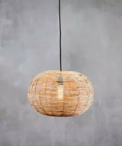 Nkuku Noko Natural Wicker Pendant - Small Round Living Room