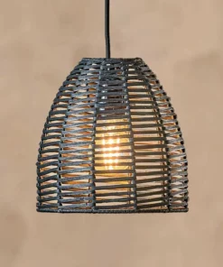 Nkuku Noko Wicker Conical Pendant - Black - Extra Small