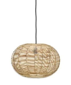 Nkuku Noko Natural Wicker Pendant - Small Round Living Room