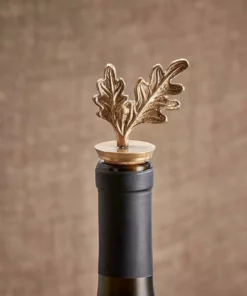 Nkuku Oak Leaf Brass Bottle Stopper