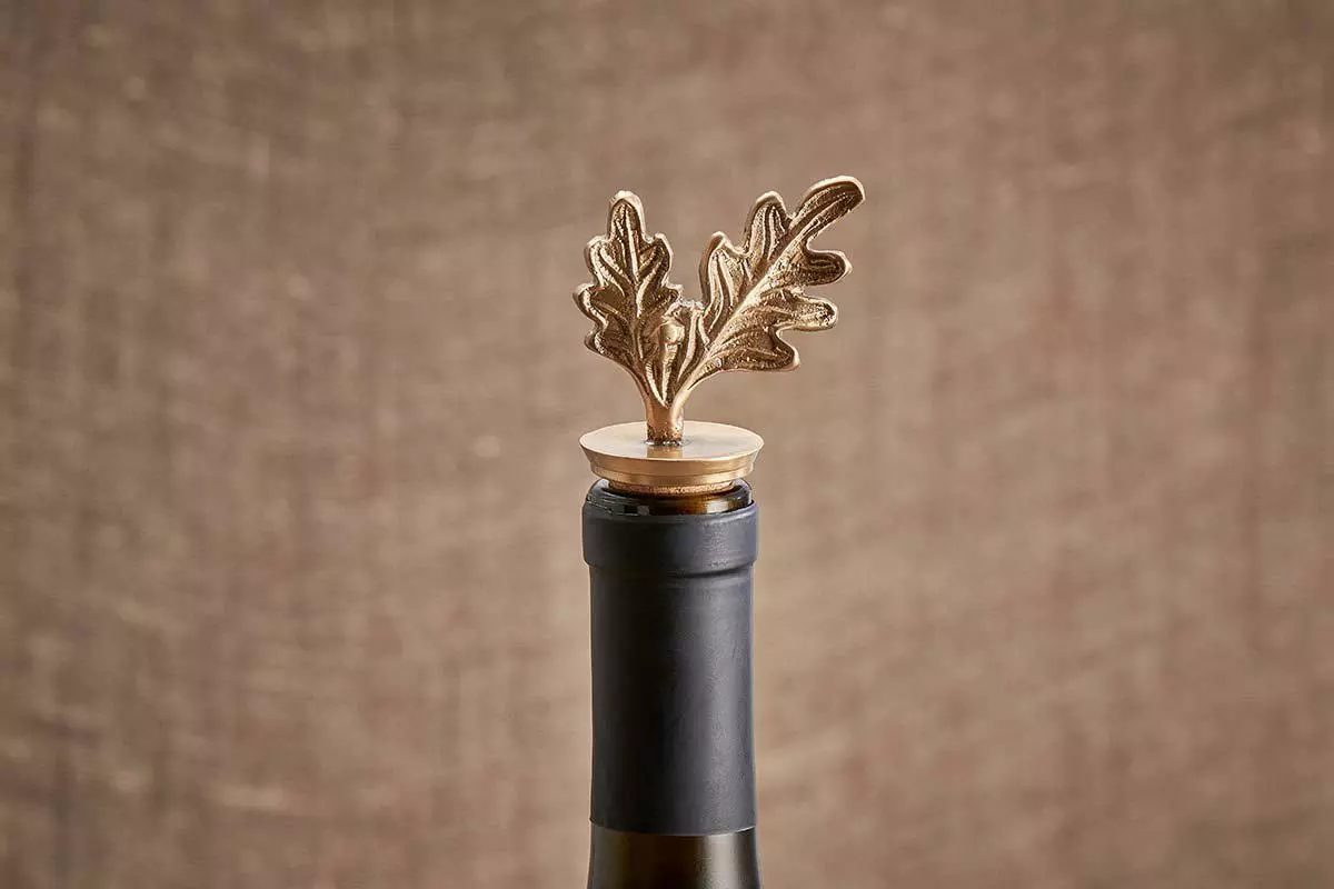 Nkuku Oak Leaf Brass Bottle Stopper 3 Nkuku Oak Leaf Brass Bottle Stopper