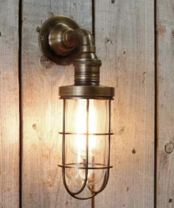 Nkuku Obere Caged Outdoor Light - Antique Brass