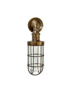 Nkuku Obere Caged Outdoor Light - Antique Brass