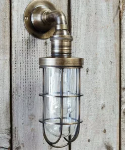 Nkuku Obere Caged Outdoor Light - Antique Brass