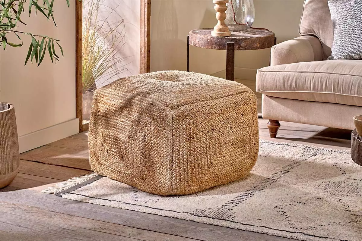 Nkuku Ondal Square Braided Hemp Pouf New Arrivals 3 Nkuku Ondal Square Braided Hemp Pouf New Arrivals