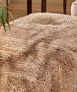 Nkuku Ondal Square Braided Hemp Pouf New Arrivals