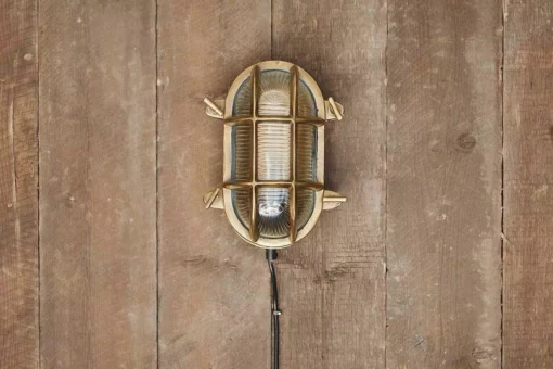 Nkuku Oshi Brass Oval Outdoor Bulkhead Light - Brass Outdoor Lighting
