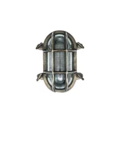 Nkuku Oshi Brass Oval Outdoor Bulkhead Light - Iron