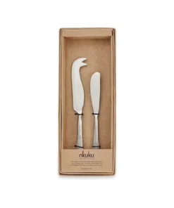 Nkuku Osko Cheese & Butter Knife Set - Brushed Silver (Set Of 2) Tableware