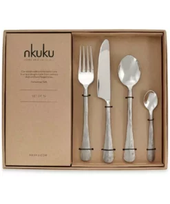 Nkuku Osko Cutlery Set - Brushed Silver (Set Of 16)