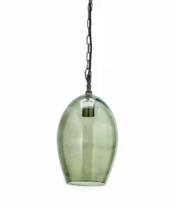 Nkuku Otoro Glass Pendant - Green Smoke - Large Oval