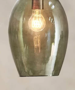 Nkuku Otoro Glass Pendant - Green Smoke - Large Oval