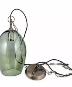 Nkuku Otoro Glass Pendant - Green Smoke - Large Oval