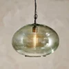 Nkuku Hallway & Bootroom Otoro Glass Pendant - Green Smoke - Large Round
