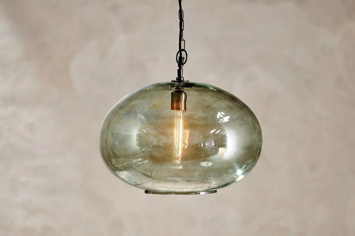 Nkuku Hallway & Bootroom Otoro Glass Pendant - Green Smoke - Large Round 3 Nkuku Hallway & Bootroom Otoro Glass Pendant - Green Smoke - Large Round