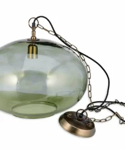 Nkuku Hallway & Bootroom Otoro Glass Pendant - Green Smoke - Large Round 11 Nkuku Hallway & Bootroom Otoro Glass Pendant - Green Smoke - Large Round