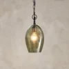 Nkuku Otoro Glass Pendant - Green Smoke - Small Oval