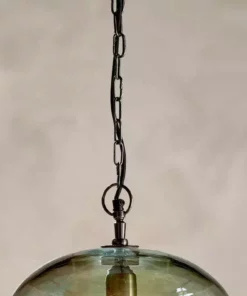Nkuku Hallway & Bootroom Otoro Glass Pendant - Green Smoke - Small Round