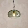 Nkuku Hallway & Bootroom Otoro Glass Pendant - Green Smoke - Small Round