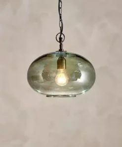 Nkuku Hallway & Bootroom Otoro Glass Pendant - Green Smoke - Small Round