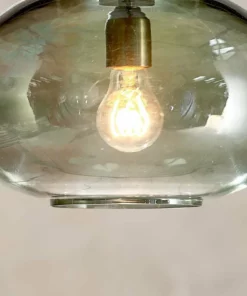 Nkuku Hallway & Bootroom Otoro Glass Pendant - Green Smoke - Small Round