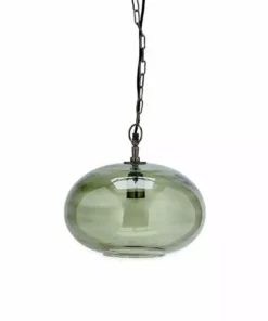 Nkuku Hallway & Bootroom Otoro Glass Pendant - Green Smoke - Small Round