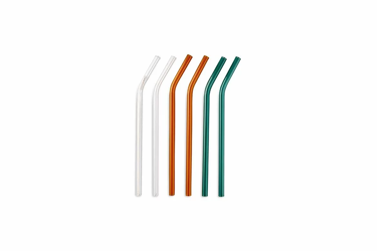 Nkuku Tableware Ouzoud Glass Straws - Amber, Teal & Clear (Set Of 6) 5 Nkuku Tableware Ouzoud Glass Straws - Amber, Teal & Clear (Set Of 6)