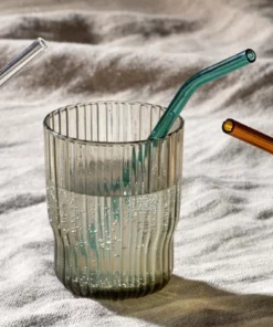 Nkuku Tableware Ouzoud Glass Straws - Amber, Teal & Clear (Set Of 6)