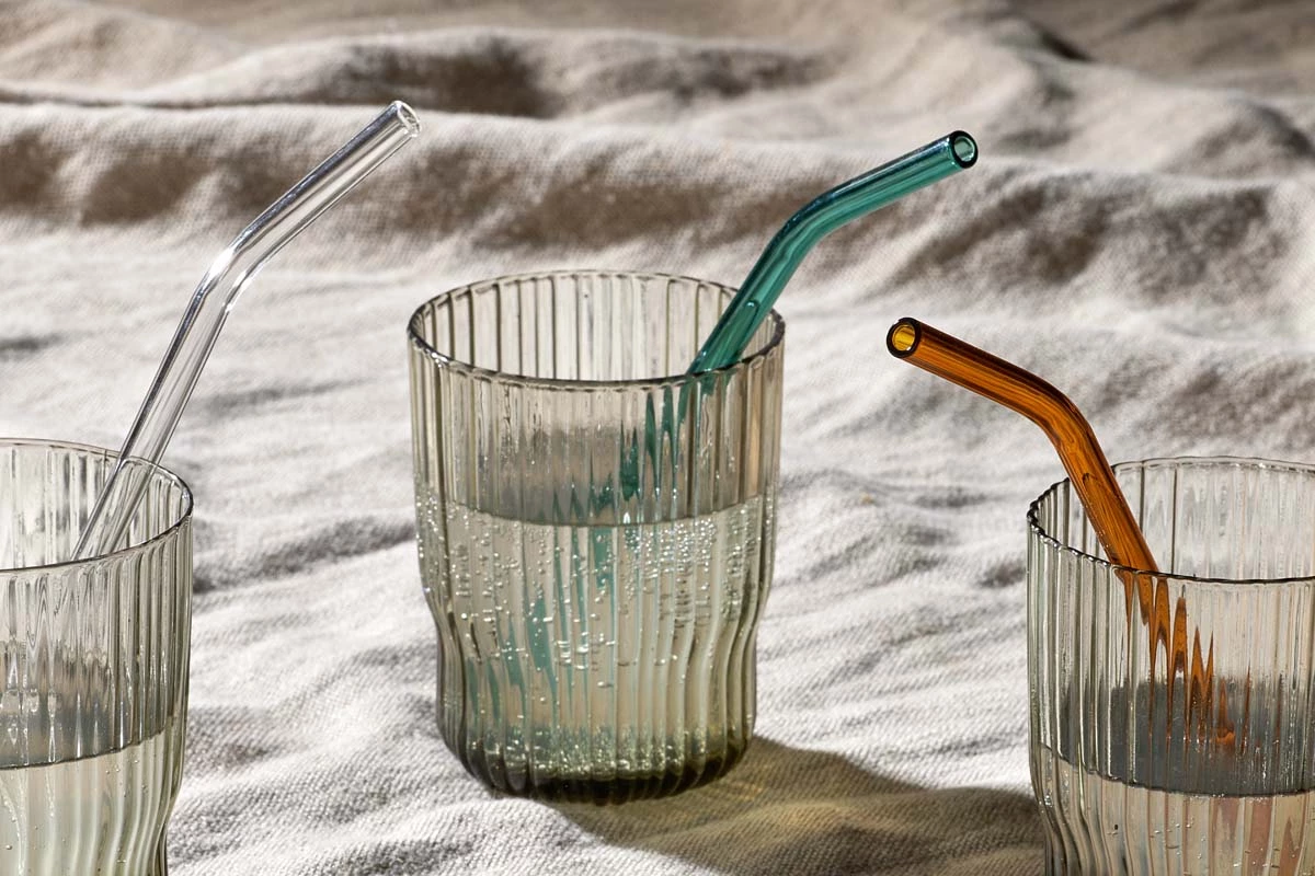 Nkuku Tableware Ouzoud Glass Straws - Amber, Teal & Clear (Set Of 6) 4 Nkuku Tableware Ouzoud Glass Straws - Amber, Teal & Clear (Set Of 6)