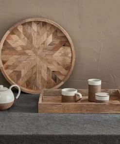 Nkuku Pawi Mango Wood Tray Round Serveware