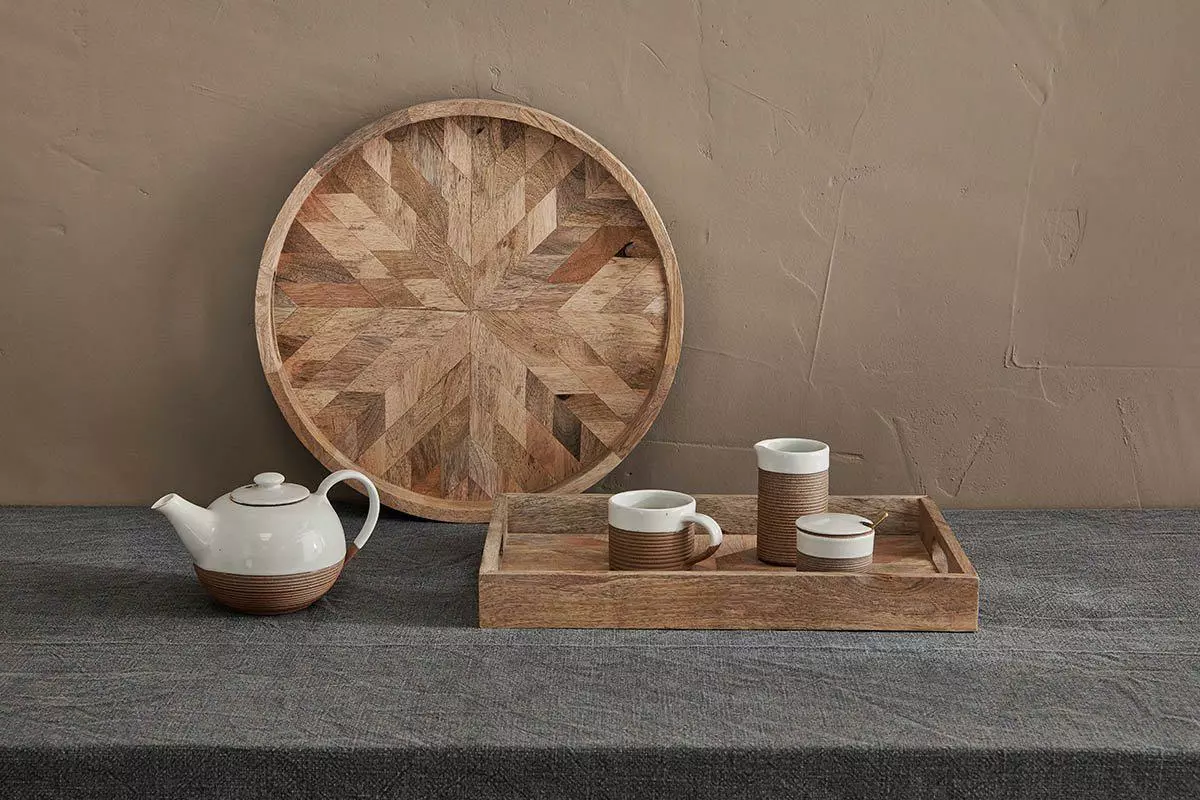 Nkuku Pawi Mango Wood Tray Round Serveware 4 Nkuku Pawi Mango Wood Tray Round Serveware