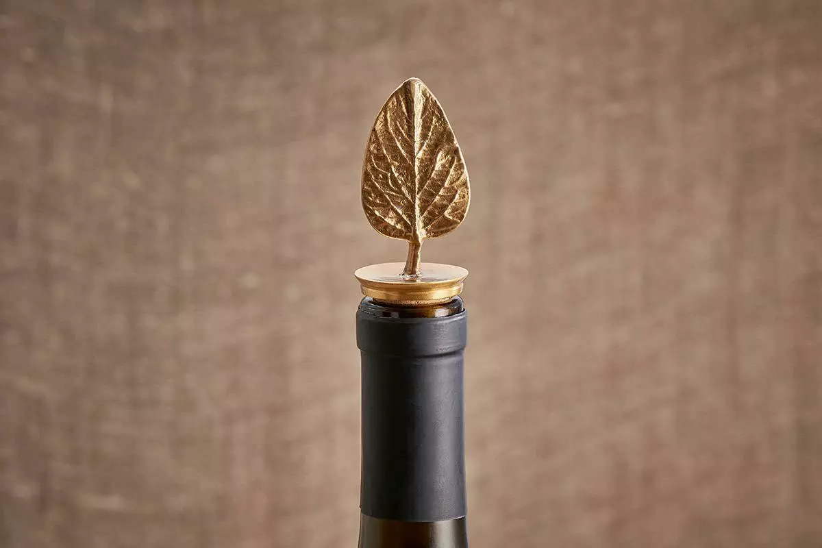 Nkuku Table Accessories Poplar Leaf Brass Bottle Stopper 3 Nkuku Table Accessories Poplar Leaf Brass Bottle Stopper