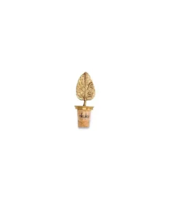 Nkuku Table Accessories Poplar Leaf Brass Bottle Stopper