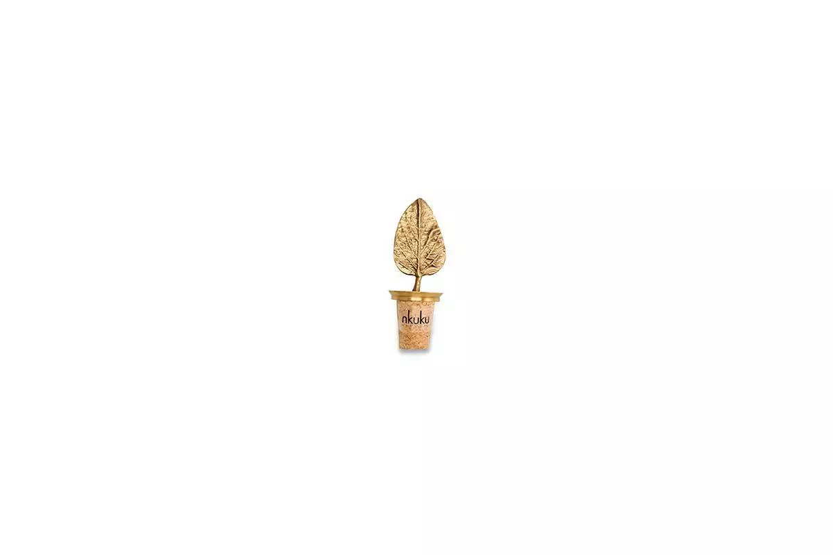 Nkuku Table Accessories Poplar Leaf Brass Bottle Stopper 4 Nkuku Table Accessories Poplar Leaf Brass Bottle Stopper