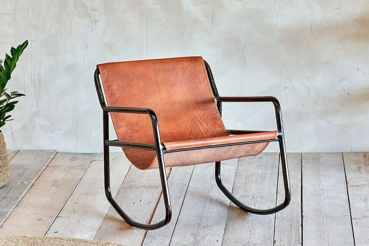 Nkuku Living Room Sagari Leather Rocking Chair 3 Nkuku Living Room Sagari Leather Rocking Chair