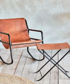 Nkuku Living Room Sagari Leather Rocking Chair