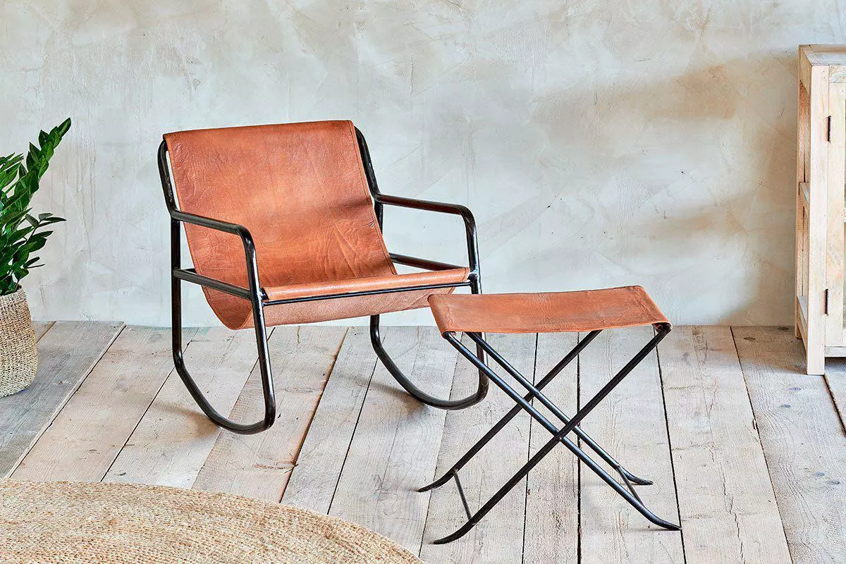 Nkuku Living Room Sagari Leather Rocking Chair 4 Nkuku Living Room Sagari Leather Rocking Chair