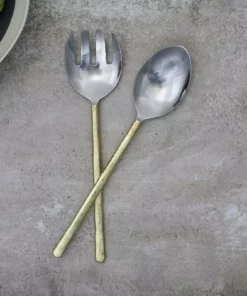 Nkuku Tableware Sirkali Salad Server Set - Brushed Gold (Set Of 2)