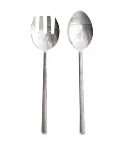 Nkuku Sirkali Salad Server Set - Brushed Silver (Set Of 2)