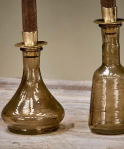 Nkuku Sirsa Glass Candlestick - Sepia Home Accessories